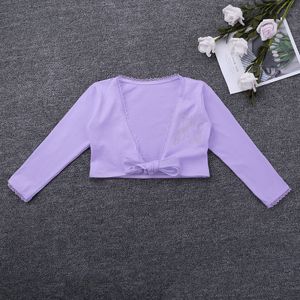 Spring Autumn Girl Ballet Ginástica Jaqueta de Learta Longa Cardigans Cardigans Casaco Comprando Tops de Ballet de dança Infantil