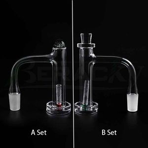 Beracky Full Weld Beveled Edge Control Tower Smoking Quartz Banger With Glass Marble Quartz Cap Pill Ruby Emerald Terp Pearls 16mmOD Seamless Nails For Water Bongs