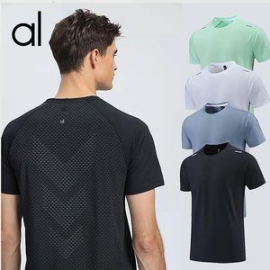 AL-215 2024 Summer T Skjortor Kort ärm High Street Löst överdimensionerad Casual T-shirt Män snabbtorkningstoppar Scoop Neck Breathable Sweat Absorption Shirts