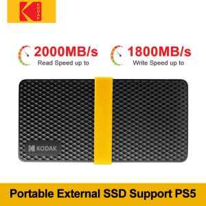 Laufwerke Kodak tragbarer SSD 1TB 2TB USB 3.1 Typec externe Laufwerk Hartscheibe 512GB Solid -State -Laufwerk für PS4 PS5 Laptop Desktop MacBook PC