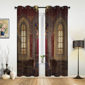 Patio Curtain Medieval Castle Palace Indoor Living Room Bedroom Kitchen Outdoor Drape For Porch Gazebo Pergola Canopy Beach