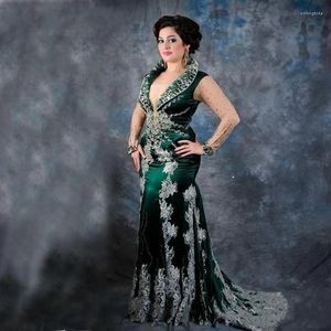 Abiti per feste Dark Green Musulmano Sirena sera 2024 maniche lunghe in pizzo perline marocchi caftan dubai kaftan promo di abiti formali