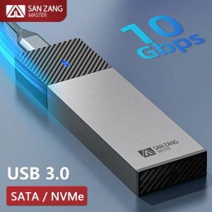 エンクロージャーSanzang M.2 NGFF NVMEエンクロージャーSSD外部ハードドライブボックスM2ソリッドステートドライブハウジングUSB 3.2タイプC HDケース用PCコンピューター