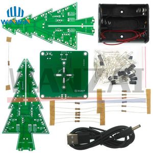 Üç Boyutlu 3D Noel Ağacı LED DIY Kit Kırmızı/Yeşil/Sarı RGB Flash Devre Elektronik Eğlence Suite