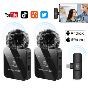 Микрофоны Puluz Wireless Lavalier Microphone Live Broadcast Gaming Microphone для iPhone Typec Android Camera Audio для YouTube