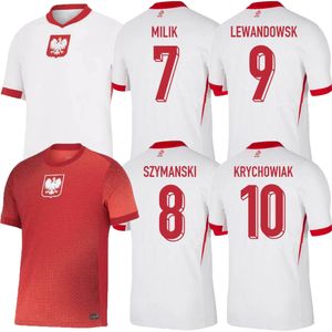 2024ポーランド・レワンドウスキーサッカージャージーポロニア・クリチョウィアク・グロシックZielinski Milik Zalewski Szymanskiポーランドフットボールシャツメンキットトップユニフォーム