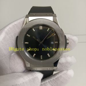 Foto real relógio automático para homens clássicos de 42 mm Dial preto Bracelete de borracha de aço inoxidável Super 9015 Movimento Mechanical MenC