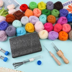 LMDZ 24/45 Färger Diy Wool Felt Kit Handmased Needle Felting Kit Starter Kit Pack Felting Fabric Materials Accessories