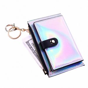 2024 New Fi Transparent Wallet Women Short PVC Clear Korean Holographic Card Holder Female Cute Purse Womens Wallet Y9X2#