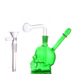 1pcs kafatası cam yağ brülör bong nargile shisha 14mm dişi sigara su borusu geri dönüşüm petek dab teçhizatlar kuru bitki tütün bongs ile downstem yağ briper boru