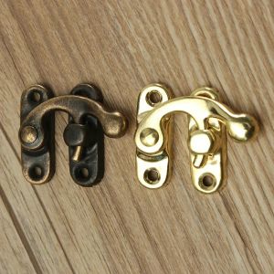 10PCS Small Antique Metal Lock Decorative Hasps Hook Gift Wooden Jewelry Box Padlock With Screws For Furniture Hardware