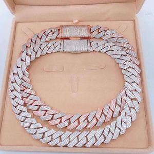 Sterling Silver 925 White Gold Miami Cuba Link Iced OUT LAB Diamond Moissanite Chain