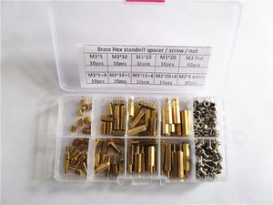 200pcs m2 m2.5 m3 pcb hex erkek dişi dişli pirinç ara parçalar / vida / fındık çeşitleri seti kiti