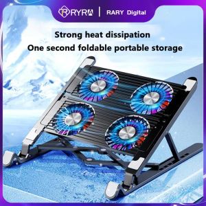 Stand RYRA Laptop Desktop Stand Cooling Fans Laptop Cooling Pad Base Foldable Support Rack Computer Mute Laptop Table Folding Holder