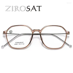 Solglasögonramar Zirosat 9888 Anti Blue Titanium Myopia Glasögon Retro Square Optical Recept Gelglas Ram för män eller kvinnor