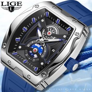 Relógios de punho Lige Top Brand Men's Watches Men's Square Quartz Wristwatch Relógio luminoso à prova d'água para homens Date relógio Relógios masculino