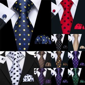 Neckband Barry. Wang Jacquard prickade siden Mens Tie Hank Chief Cufflinks Set Designer Halsband Mens Wedding Business Party 30 Colorsc240410