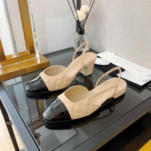 Sapatos de sandálias para mulheres size35-41 couro genuíno salto alto bombas slingbacks costurando quadrado designer zapatillas mujer