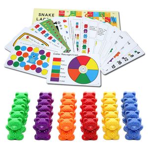 BAMBINI Montessori Conteggio dei materiali Orso giocattoli sensoriali Bilancia del peso in scatola Rainbow Stacking Games Giochi di matematica educativa giocattoli