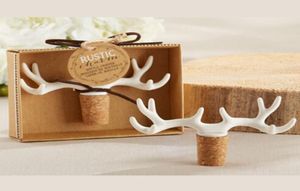 Antler Deer Şarap Şampanya Şişe Mühürleyicisi Cork Kırmızı Şarap Fişi Durdurucu Düğün Doğum Günü Bebek Duş Xmas Partisi Konuklar için Hediye4545679