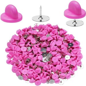 100pcs embreagem borboleta pino de PVC de costas para os detentores de taco de lapela backing suporte do suporte para bastidores para crachá de chapéu de gravata broche preto