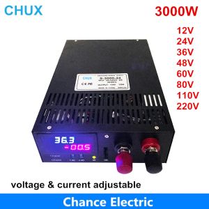 CHUX 3000W Переключение питания. Регулируемая выходная выходная сигнала 15 В 24 В 36 В 48 В 60 В 80 В 100 В 110 В 200 В 300 В переменного тока к светодиодным DC Dispaly Smps