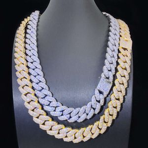 15 ملم VVS Moissanite Iced Out Diamond Gold Color Stain Necklace 925 Sterling Silver Men Miami Cuban Link