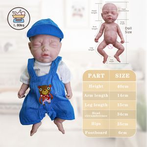 COSDOLL 40cm 2kg 풀 실리콘 재건 아기 인형 소년 생명선 부드러운 몸매 장난감 아기 신생아 사랑스러운 다시 태어난 아기 인형