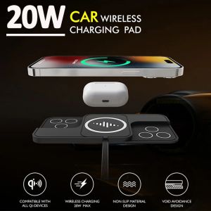 Chargers 20W Wireless Carreger Carregador de carregamento sem fio Dock Pad para iPhone 14 13 12 Samsung S21 S20 AirPods Chargers de carro de telefone rápido