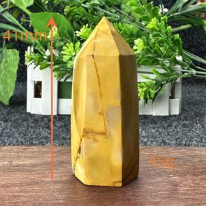 Decorative Figurines Natural Egg Yolk Crystal Hexagonal Obelisk Carved Exquisite Home Garden Office Room Decoration Treatment Aura Feng Shui