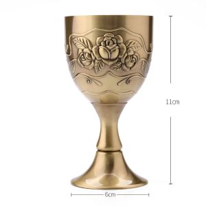 Weingläser Vintage Mediterranean Sea Goblet 40/120 ml Getränke Geschirr Kupferbecher handgefertigtes Gravur Blumenmuster Tasse Getränkware