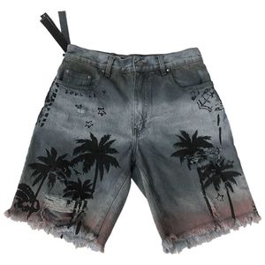 Shorts jeans de praia de verão para homens impressão de palmeira Destory Jean