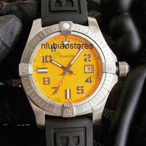 Automatisk mode Casual Mens Watch 43mm Yellow/Black Dial Luminous Waterproof gummiband Rostfritt stål Mekanisk designer Vattentäta armbandsur