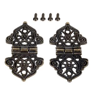 2Pcs Antique Bronze/Gold Cabinet Door Hinges Jewelry Wood Box Drawer Cupboard Decorative Hinge for Furniture Hardware 53*28mm