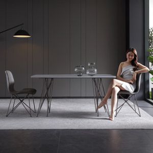Italian style rock board dining table rectangular table modern light luxury minimalist dining table