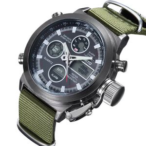 Multifunktionell bergsbestigning sportklockor dominerande vattentät manlig form kvarts nylon militär klocka taktisk ledt armbandc205p