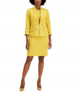 Moda elegante 3/4 de manga Blazer e saia curta 2 peças de escritório amarelo usam femininos de negócios formais de negócios