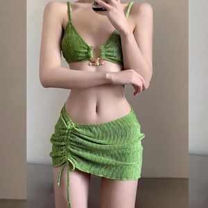 2024 New Sexy Bikini Three piece Set Pure Desire Style Slimming Split Swimwear Womens Spicy Girl R48N