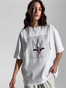 Hirsionsan美学グラフィックプリントTシャツ女性サマーコットンソフトショートスリーブティー女性特大のヒグトストリートゴシックトップ240409