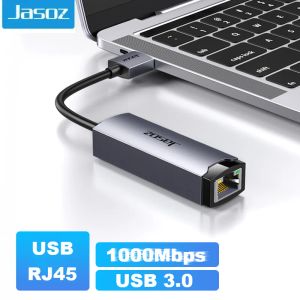 Schede Jasoz RJ45 Adattatore USB USB Ethernet Network Connector 1000MBPS RJ45 Scheda di rete per laptop Xiaomi Mi Box S PC Internet Lan