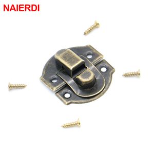 10pcs Naiserdi Lock Antique Lock Jóia de madeira Cadlock decorativo 21x20mm Metal Hasps trava com parafuso Furniture Vintage Hardware