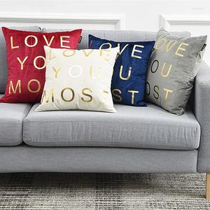 Pillow Velvet Embroidery Cover Stamping Case For Chair Covers 'Love You Most' Dining Room Wedding Decor