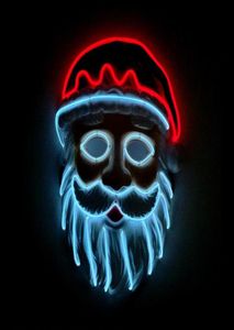 Yeni Desen Soğuk Işık Lüminesans Maskesi Noel Baba Maskesi LED Masquerade Party Flash of Light Mask8125262