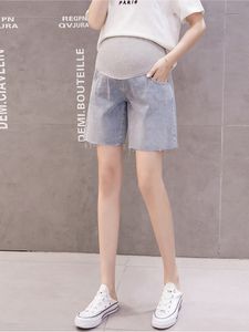 Summer Maternity Jeans for Pregnant Women Short Pregnancy Denim Pants High Waist Nursing Jean Clothes