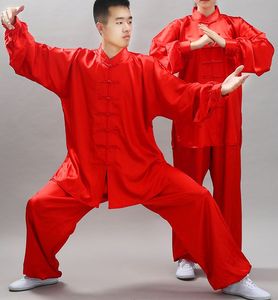 High quality Unisex martial arts uniforms kung fu suits tai chi taijiquan outfits wushu performance clothing red/blue/pink