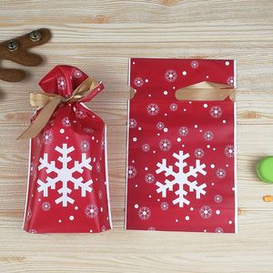 10pcs Christmas Gift Bag Candy Bag Santa Snowflake Drawstring Bag Christmas Decorations for Home New Year 2022 Noel Presents