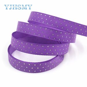 YJHSMY G-18813-920,10 mm 5 meter Flash Powder Ribbons Thermal Transfer Printed Grosgrain Wedding Accessories Diy Material