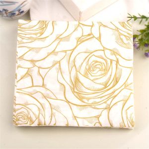 20st/pack engångsfest Tabelleris Golden Rose Floral Flower Theme Paper Serveins Festive Party Tissue Serveins Decoration