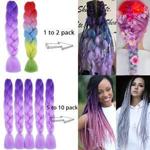 24 '' 100 g sintetico jumbo intrecciati capelli ombre estensioni dei capelli arcobaleno festival jumbocine