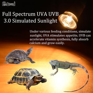 25/50/75W Sürüngen Lamba Ampul UVA+UVB Turtle Basking UV Hafif Isıtma Ampulü Sıcaklık Kontrolörü için Hafif Isıtma Kalsiyum Takviyesi
